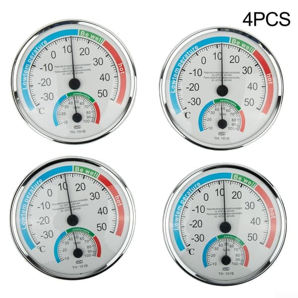 Termometer Hygrometer | Indendørs temperatur- og fugtighedsmåler Rumdiameter, analog til kontrol 130 mm hvid, 4 stk. 4pcs