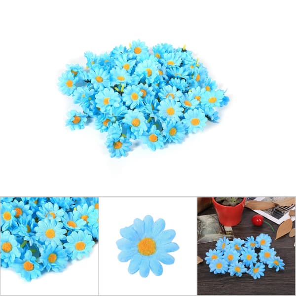 100 stk Gerbera Daisy 4 cm kunstige blomsterhoveder Engros Håndværk Bryllup (#10 Lyseblå)