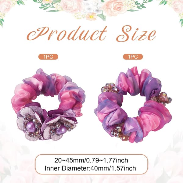 2 stk. hårelastikker i silke med perle, mode hestehaleholder, blødt tilbehør til kvinder, indvendig diameter: 40 mm lilla Purple