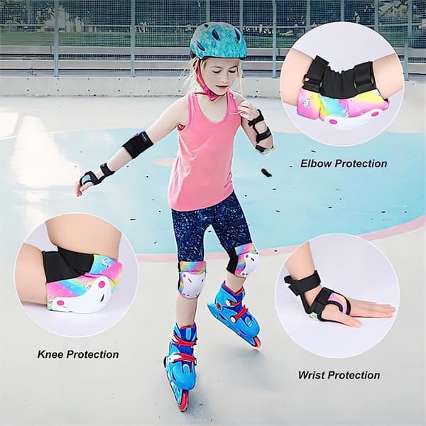 Adjustable Kids Knee and Elbow Pads - 6-in-1 Wrist Guards for Scooter and Skating-FA-