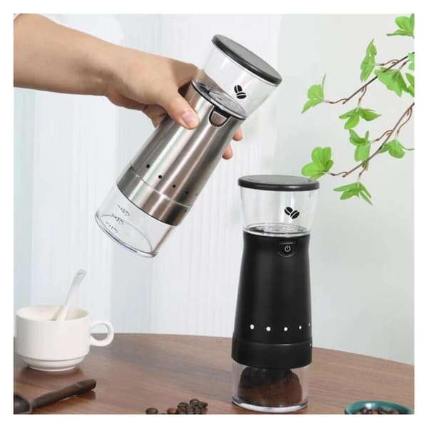 USB Genopladelig Elektrisk Kaffekværn Manuel Rustfri Stål Kaffekværn til Hjemmebrug. Kaffemaskine (Sort)