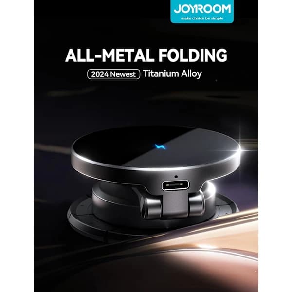 Snabb 15W MagSafe Biloplader, Magnetisk Telefonholder til Instrumentbræt [Fuldmetal][JUN]