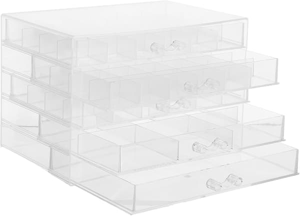 Øreringe Organizer Boks med 5 Skuffer, Plast Smykkeskrin