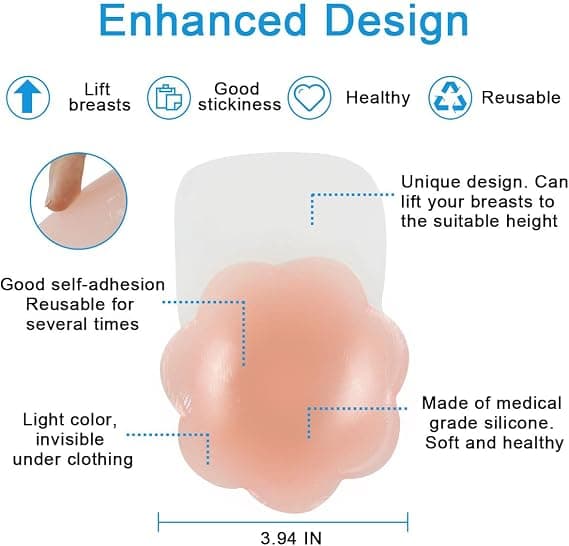 10 cm diameter - Silicone Breast Lift Pasties - Invisible