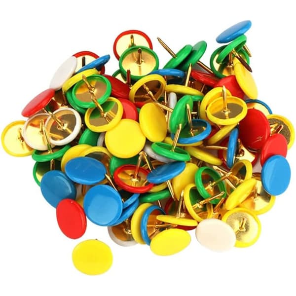 Colorful Flat Head Push Pins - 120 Thumbtacks for Cork Board
