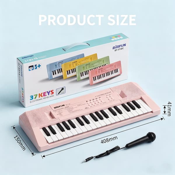 37 tangenter børnepiano med mikrofon, musikalsk keyboard, lyserød Light Red