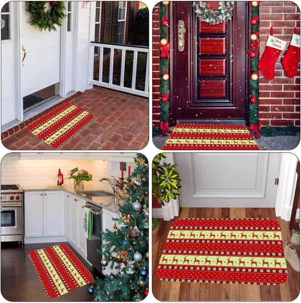 Christmas Floor Mat, Non-Slip Indoor Doormat, Christmas Pattern