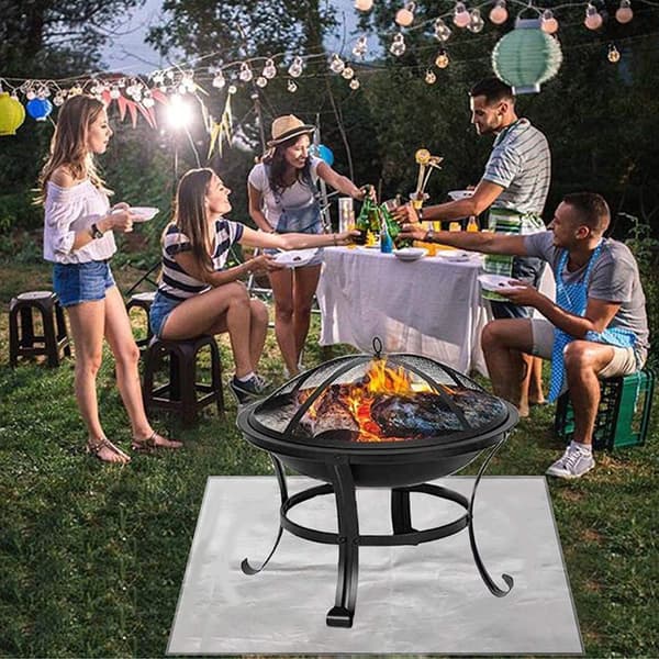 Picknickgrillmatta med isolering, brandsäker duk, grå