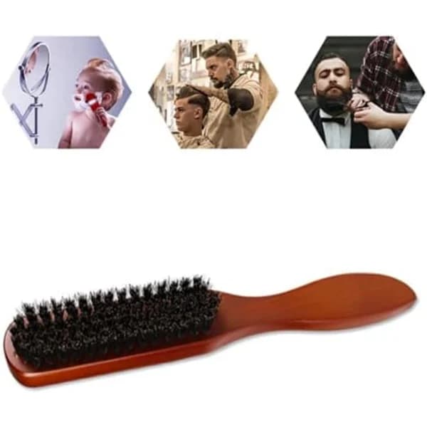 【PP】Boar Bristle Hair Brush, Beech Wood Comb with Handle, for Men with Thin or Thick Hair, Beard Brush-tfrf