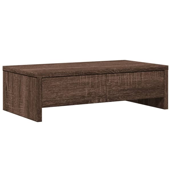 Skjermstativ med skuffer brun eik 50x27x15 cm konstruert tre