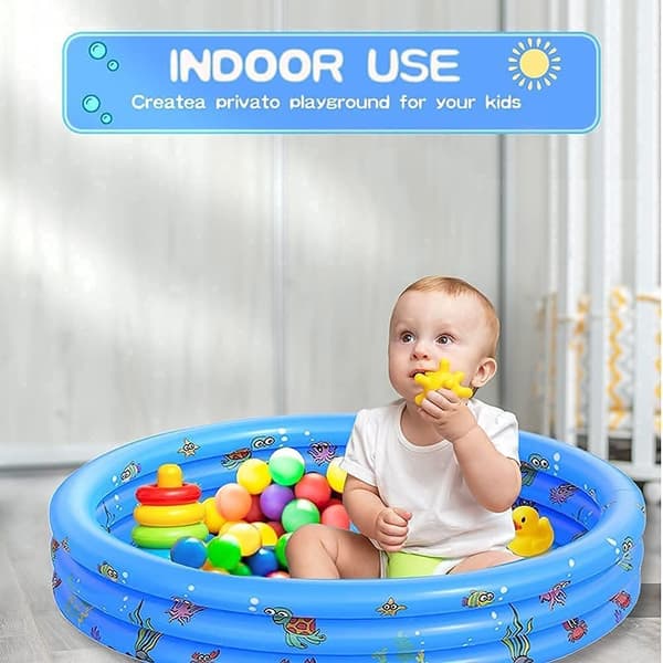 Børnepool, (Blå) Rund oppustelig pool, 100x35cm oppustelig