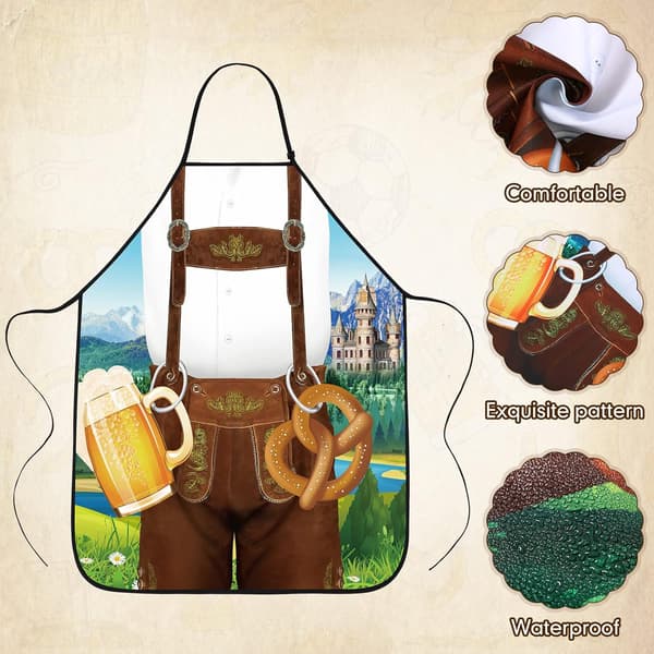 2-pack Oktoberfest-förkläden Tyska Lederhosen och Dirndl-förkläde för bayersk ölfestivalfestdekor (herrstil)