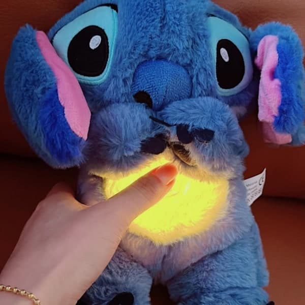 Beroligende Stitch Plyslegetøj med Åndedrætsbevægelse til Søvn[JUN] blå blue