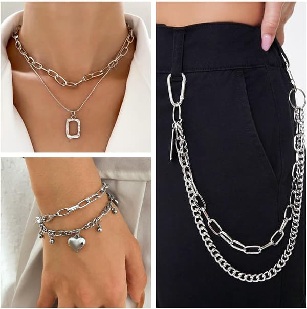 5m aluminiumkabelkedja metallspole silverhalsband