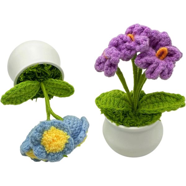 2 STK Hæklede Potteblomster 2 STK