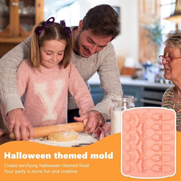 (1 stk rosa) Halloween silikonform, 30-hulls Halloween sjokolade
