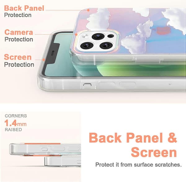 Crystal Clear Slim Case Compatible with iPhone 14 6.1 \" 2022, Durable Protective Cover with Cloud Aesthetic[JUN]