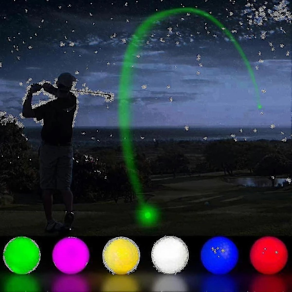 6 stk. LED-lysende golfbolde, blinkende lysende golfbold, natglød