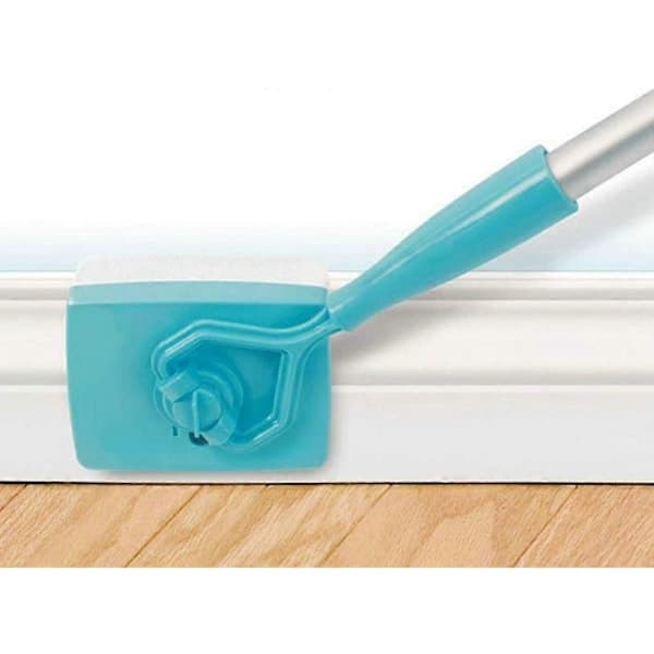 Baseboard Cleaning Tool with Handle and 2 Reusable Cleaning Pads, No-Bending Mop, Long Handle, Adjustable