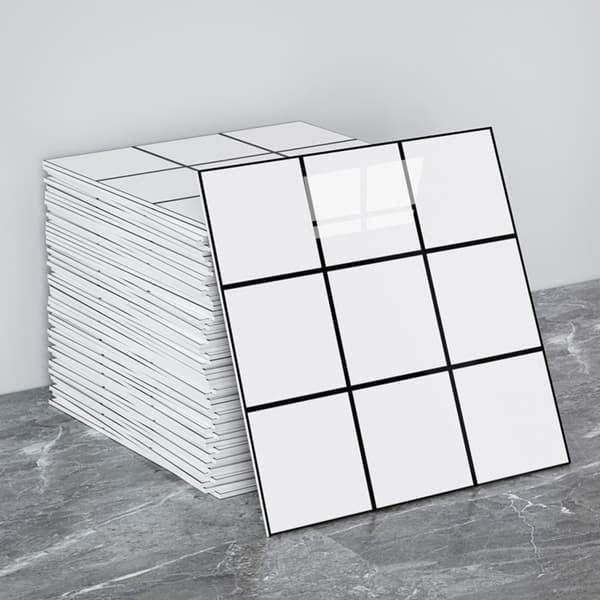 Oil-Resistant Decorative Wall Decals - Black & White, Self-Adhesive (4-Pack)