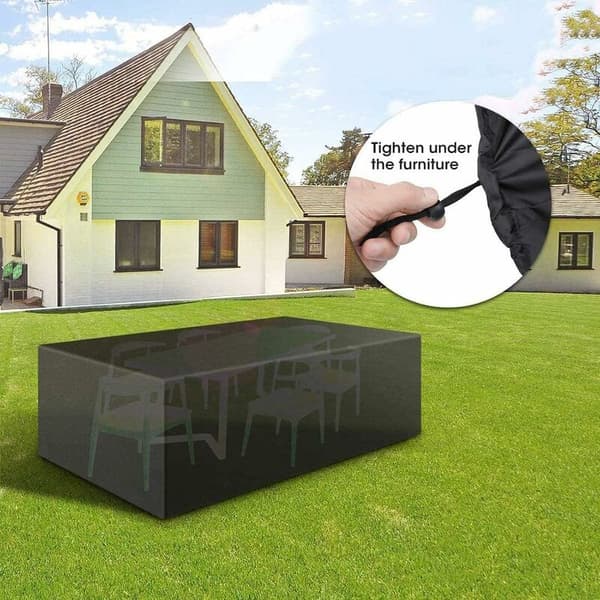 Waterproof outdoor furniture cover for rectangular table, windproof Oxford polyester, UV resistant and durable (170x94x70cm)[JUN]