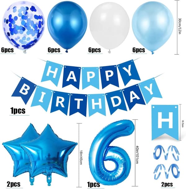 6-årsdag ballong, blå 6-årsdag De