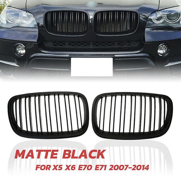 Sort Frontkofanger Dobbelt Lamel Front Nyre Grill Gitter Til- X5 X6 E70 E71 2007-2014