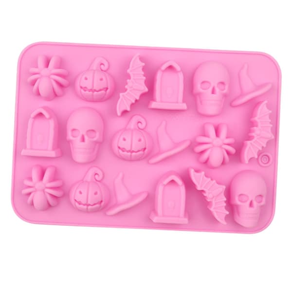 18-hul Halloween kranie- og edderkoppespindstema chokolade silikoneform