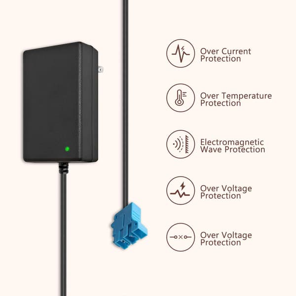 12V batterilader for Peg Perego rideleker, erstatningsstrømadapter med sikker ladebeskyttelse