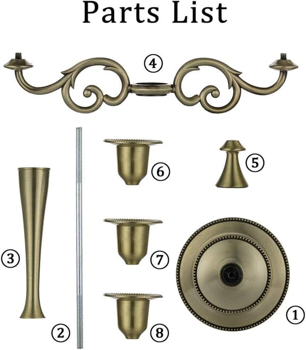 3 Lysestaker for Bryllup (Bronse), Sink Legering Lys, Spisebord