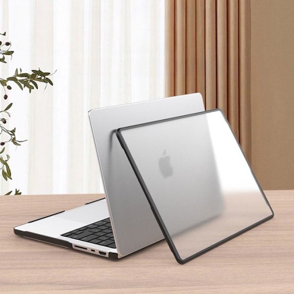 Protective Case Compatible with MacBook Pro 14 A3112 A3401, Black Transparent, Shockproof, Non-slip, Thin and Light Design