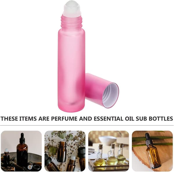 10 st 10 ml rosa glas roll-on flaskor parfym underflaskor behållare påfyllningsbara för resor och eteriska oljor
