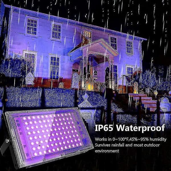 100W UV Sort Lys Projektør IP65 Vandtæt, Ultraviolet LED-lampe[JUN]