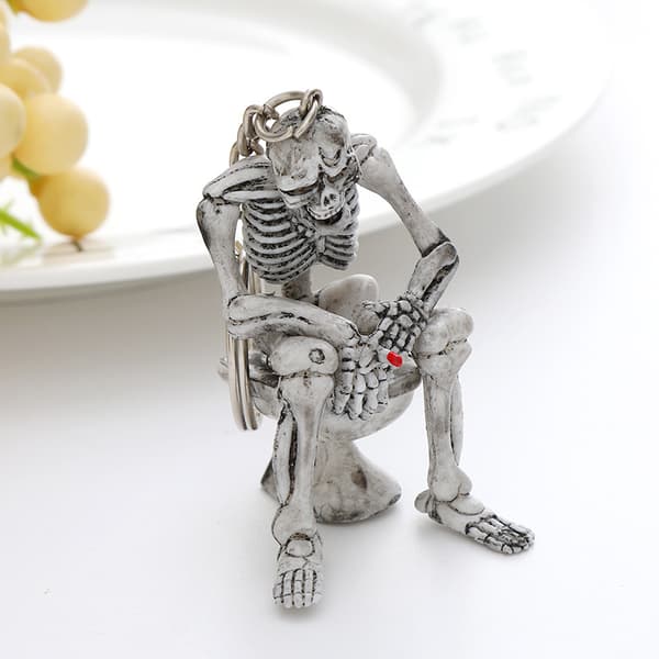 Dødningehoved Nøglering Vedhæng Halloween Siddende WC Spøgelse Nøglering Spøgelse