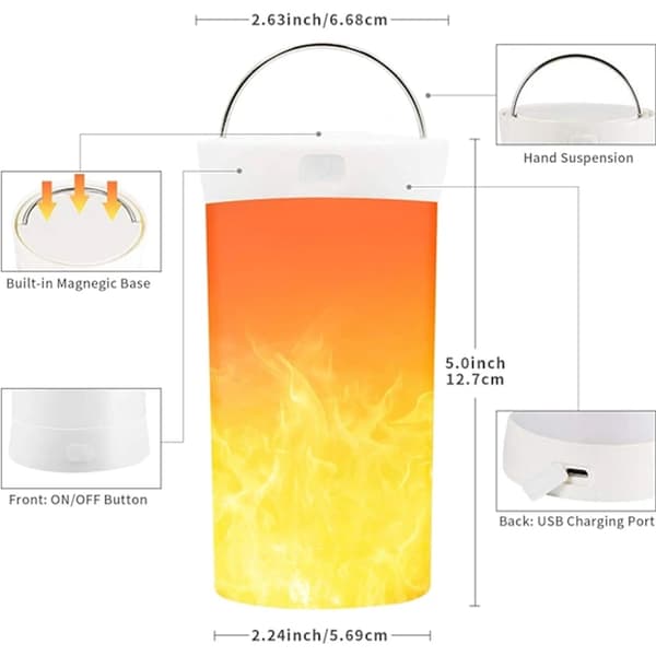 USB Rechargeable Waterproof LED Flame Lamp, Flameless Night Light