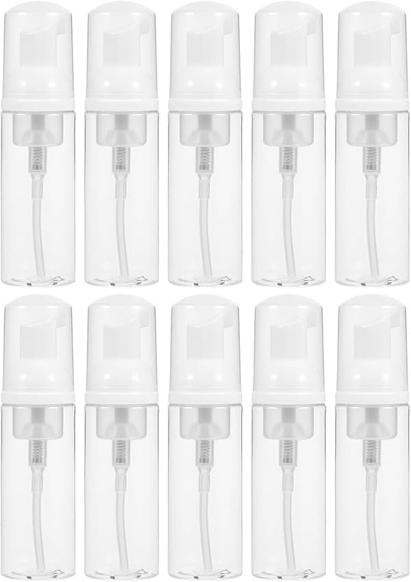 10 stk. ml skumflaskedispenser for reise, mini tom påfyllbar plastpumpebeholder med synlighet, de fleste ansiktsrenser