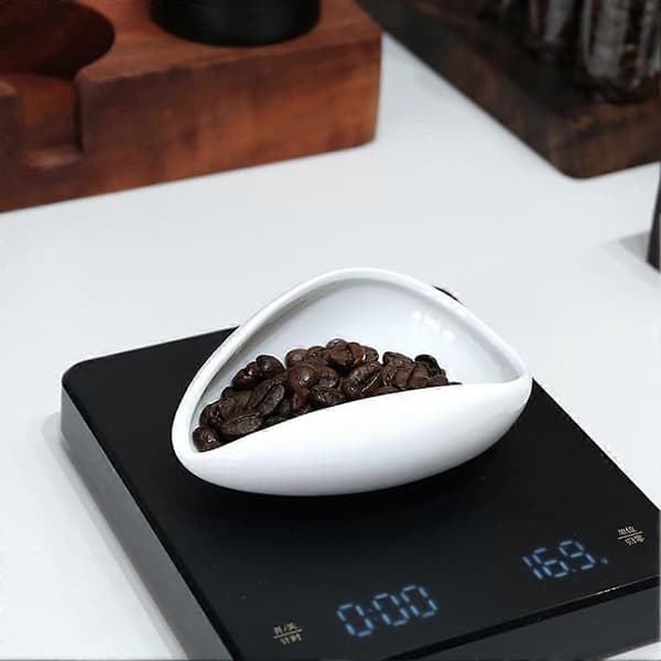 Coffee Bean Dosing Bowl, White Ceramic Teaspoons, Coffee Dosing Plate, High Precision in Every Brew