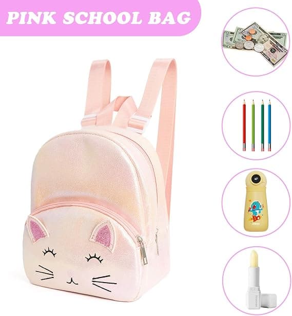 Personalised Children School Bag, Pink Baby Backpack, Preschool Rucksack with Adjustable Straps