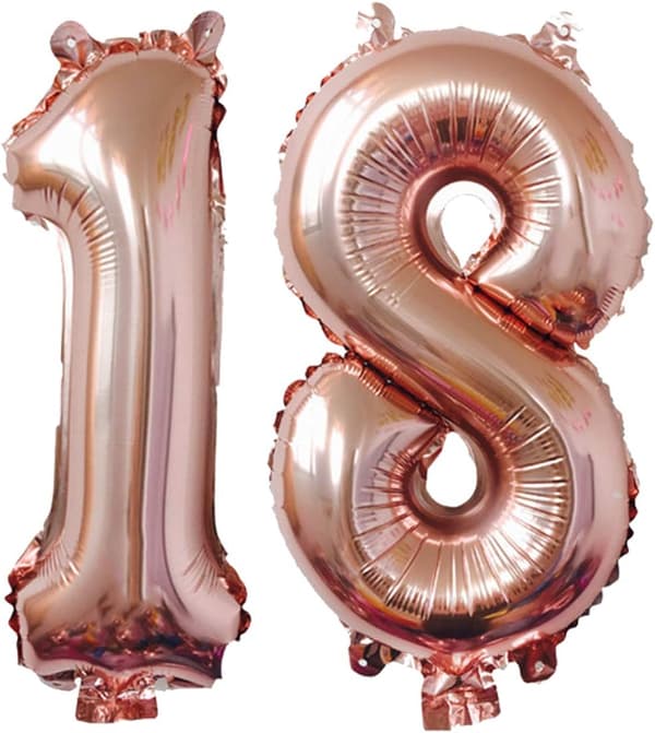 18-års bursdagsdekorasjon, festballonger 18-årsnummer