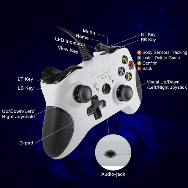 Wired Controller for Xbox One, Wired Game Controller with Mode Control, Dual Vibration New Design for Xbox One/X/S/PC with Windows 7/8/10