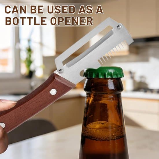 1. 3-in-1 Vegetable Peeler with Wooden Handle, Bottle Opener, and Grater – Multifunctional Kitchen Tool