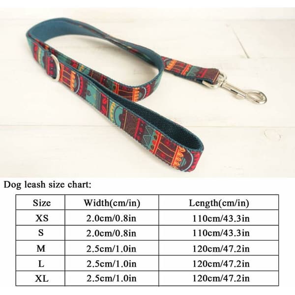 Adjustable Outdoor Dog Collar with Bohemian Style Leash for Medium and Small Dogs A
