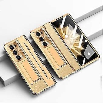 For Honor Magic V2 5G Stand Phone Case Hard PC Protective Case with Tempered Glass Screen Protector Style E Style E