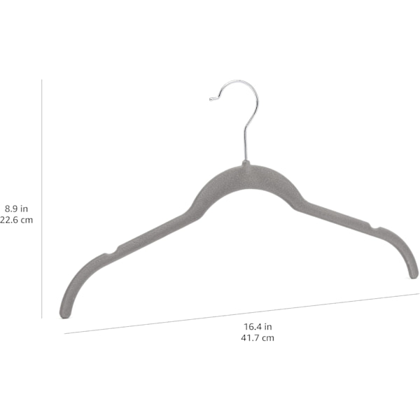 Basics 10-pak sammetsbøjler, grå