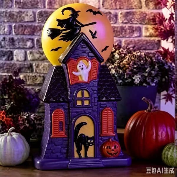 Halloween Spøkelseshus LED Nattlys, Blåst Formet Dekor, Skummel Borddekorasjon for Halloween USB Spøkelseshus USB Haunted House