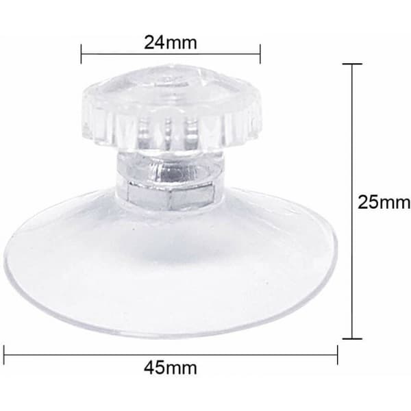 20 imukupin sarja kierteellä ja uurretuilla muttereilla Ø 45 mm, läpinäkyvä
