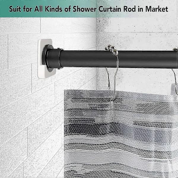 2-pack självhäftande duschdraperistånghållare - ingen borrning krävs Vit