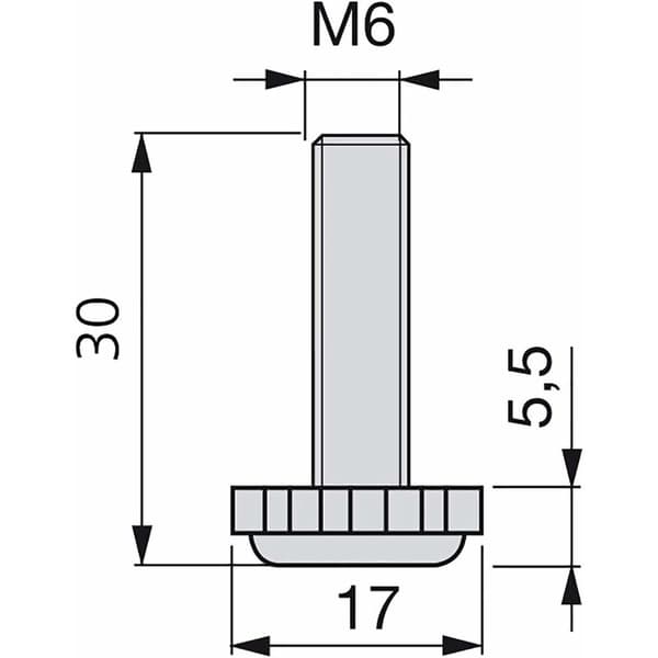 Møbeljusteringsfødder, M6x30mm gevind, 20-pak, Sort/Sølv