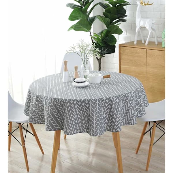 Round Cotton Linen Twill Tablecloth, Dustproof, Durable for Home, Kitchen, Dining, Decor, Grey 90 cm grey 90cm