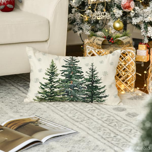 Julelastbil Pudebetræk - Snefnugmønster - 30 x 50 cm - til Vinter - Dekoration til Sofa og Stue